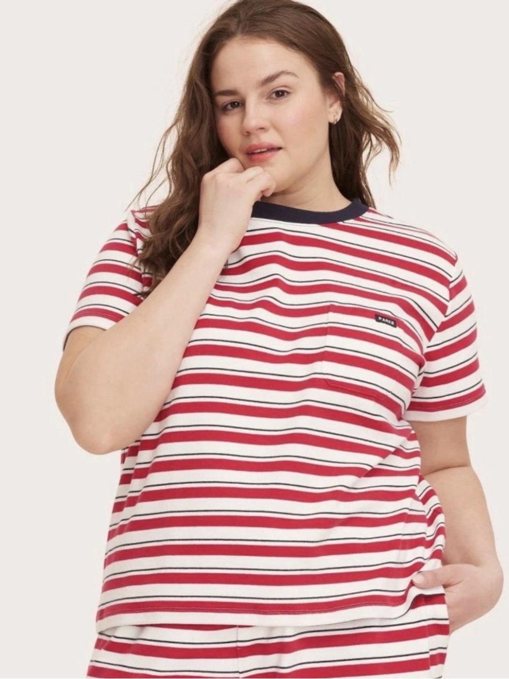 Parke x Target - SIZE 1X - Short Sleeve Crewneck T- Shirt Striped Red Navy White